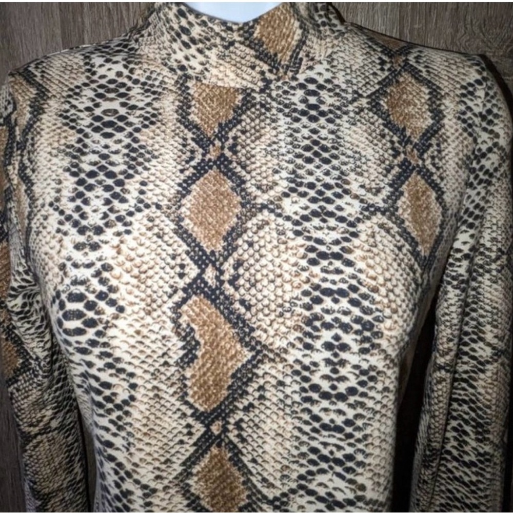 SHEIN Python print mock neck long sleeve top.